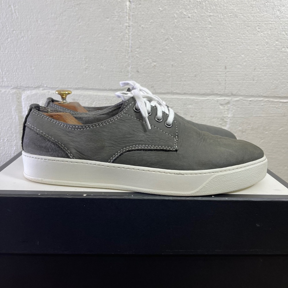 Quoddy Gray Leather Casual Sneakers Shoes Low Top Fit Men's US Size 10